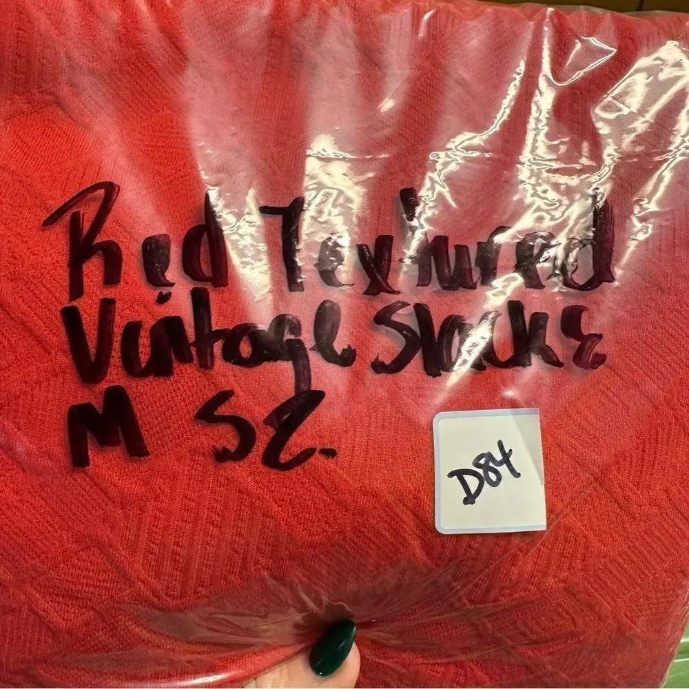 Vintage Vivid Red Patterned Polyester Double Knit Pants Size 32 x 30